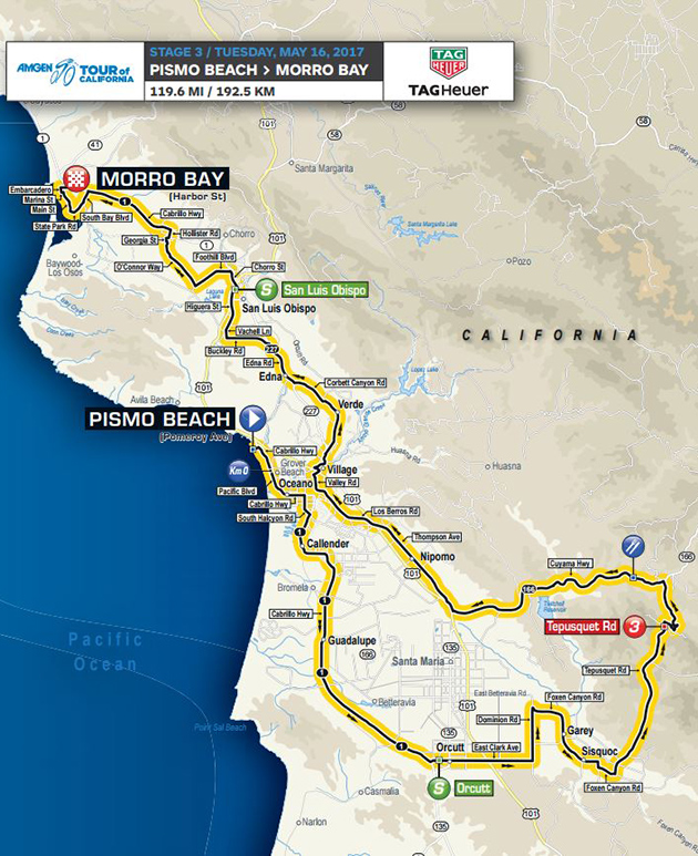 Tour of California Stage 3 map